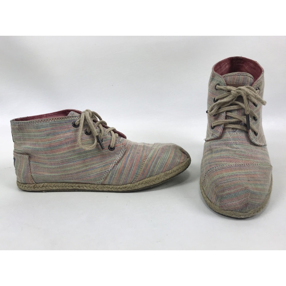 Toms Booties Canvas Hightops Womens Sz 9.5 Espadrille Shoes Multicolor